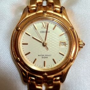 SEIKO Women's Gold Tone Satin Finish Bracelet w/ Date Watch